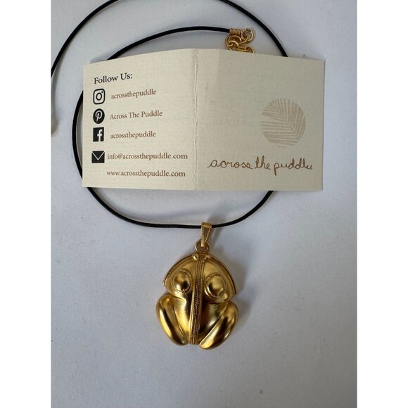 24K Gold Plated Tairona Frog Pendant Necklace Adjustable Chain Handcrafted In Co - Picture 3 of 16